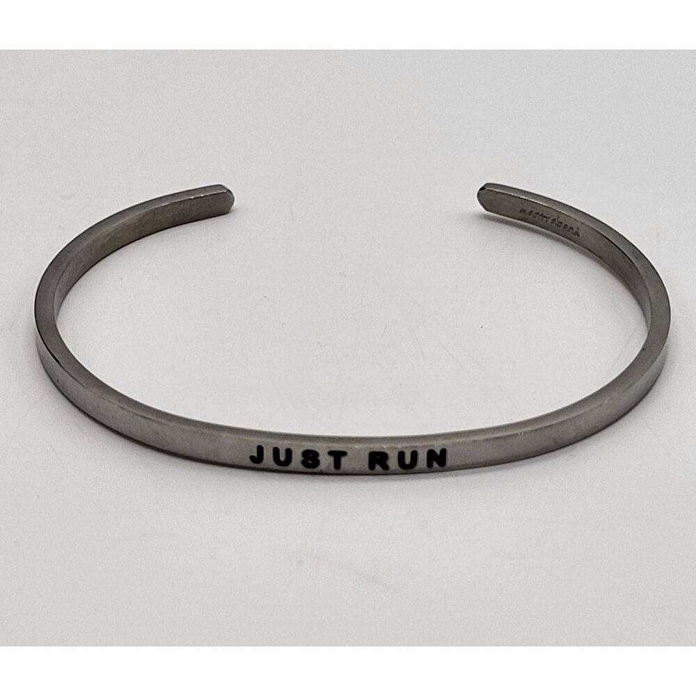 Mantraband JUST RUN Stainless Steel Cuff Bracelet - Picture 1 of 5
